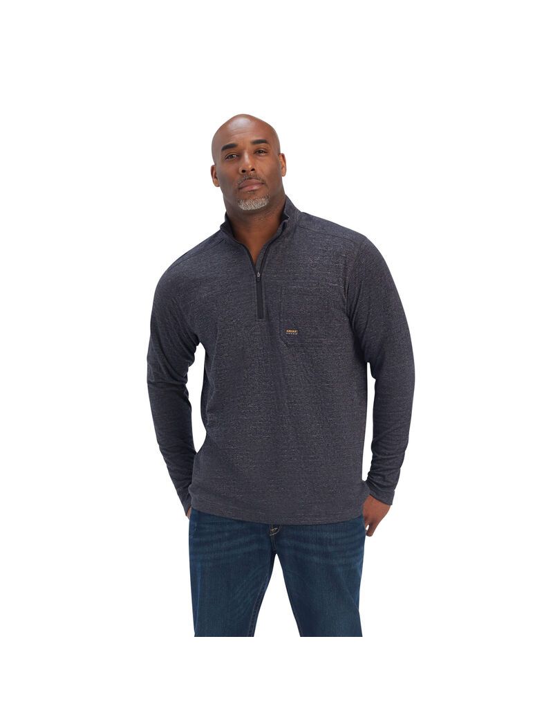 Ropa De Trabajo Ariat Rebar Foundation 1/4 Zip Shirts Hombre Gris | ZPJI86403