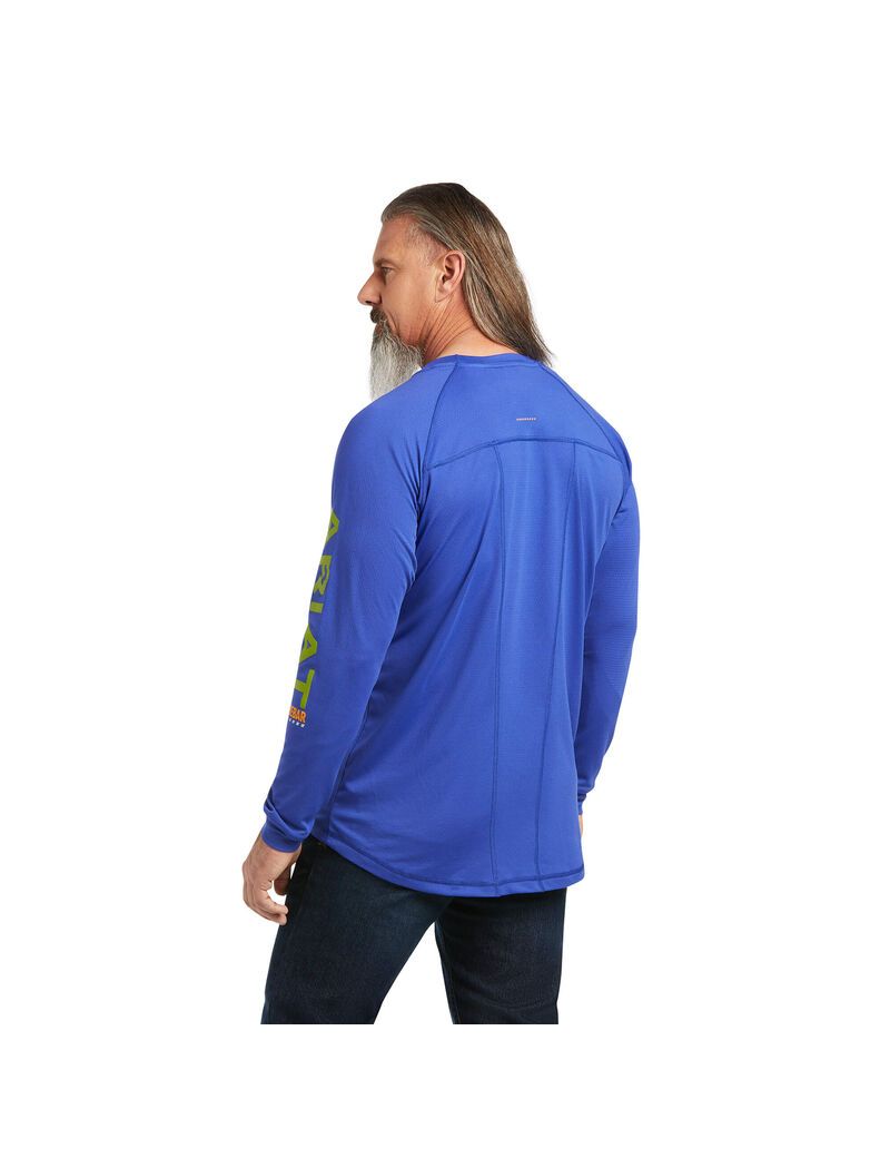 Ropa De Trabajo Ariat Rebar Heat Fighter T Shirts Hombre Azul Real Azules | IQBZ76140