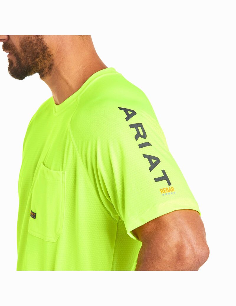 Ropa De Trabajo Ariat Rebar Heat Fighter T Shirts Hombre Verde Claro | LRHW31408