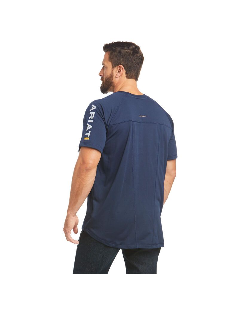 Ropa De Trabajo Ariat Rebar Heat Fighter T Shirts Hombre Azul Marino | OCUH39042