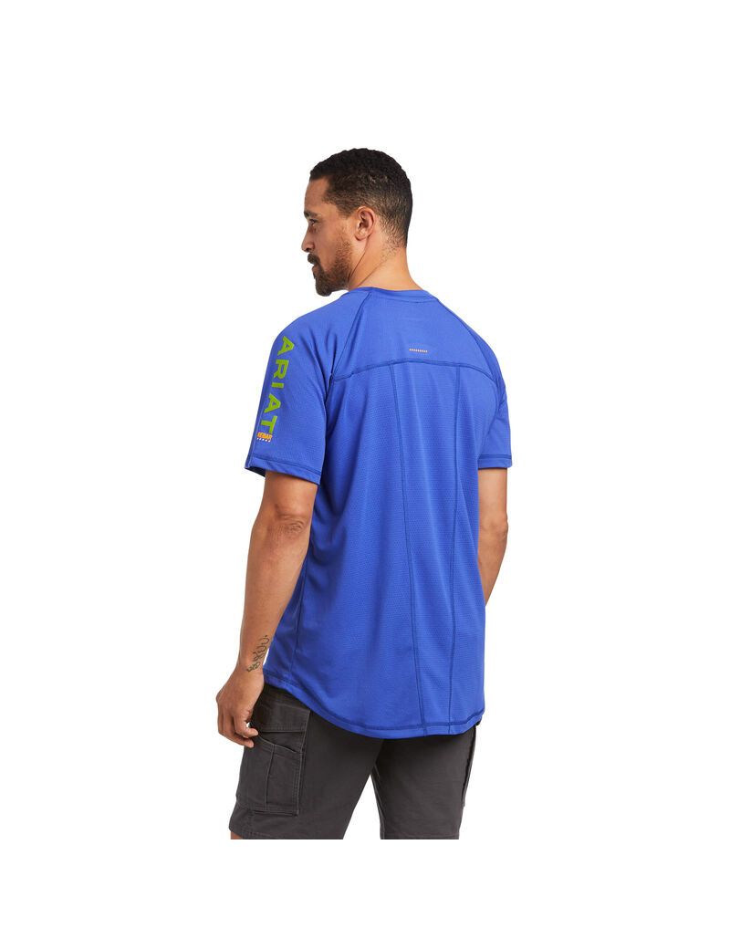 Ropa De Trabajo Ariat Rebar Heat Fighter T Shirts Hombre Azul Real Azules | ZQBP71395