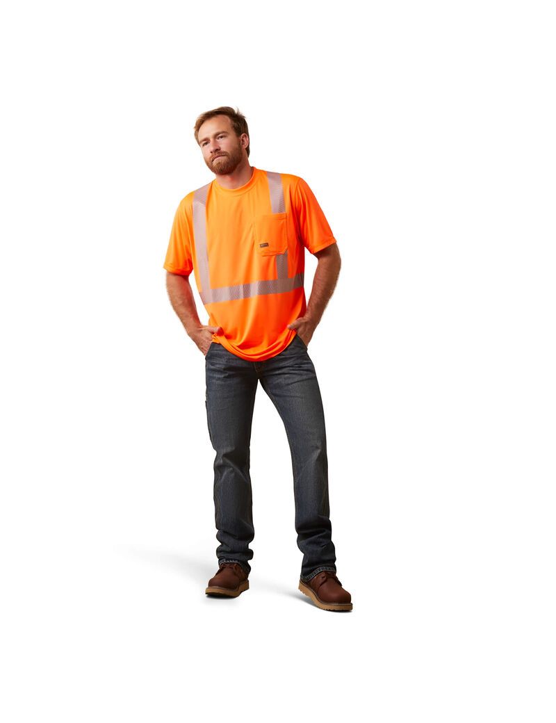 Ropa De Trabajo Ariat Rebar Hi-Vis ANSI T Shirts Hombre Naranjas | OSYX09528