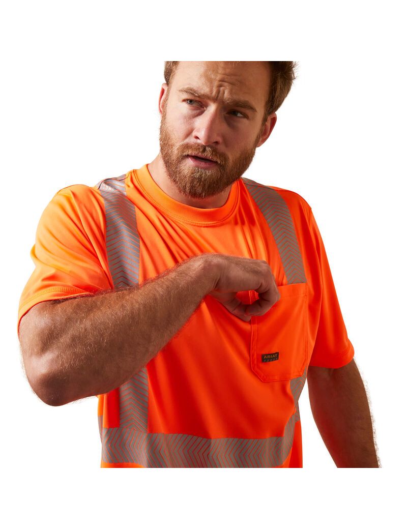 Ropa De Trabajo Ariat Rebar Hi-Vis ANSI T Shirts Hombre Naranjas | OSYX09528