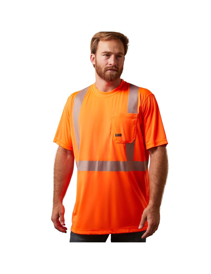 Ropa De Trabajo Ariat Rebar Hi-Vis ANSI T Shirts Hombre Naranjas | OSYX09528