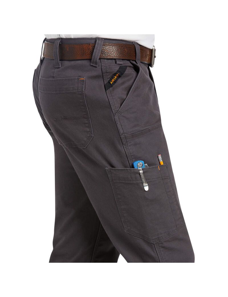 Ropa De Trabajo Ariat Rebar M7 Slim DuraStretch Made Tough Double Front Directo Pants Hombre Gris | KURY40913