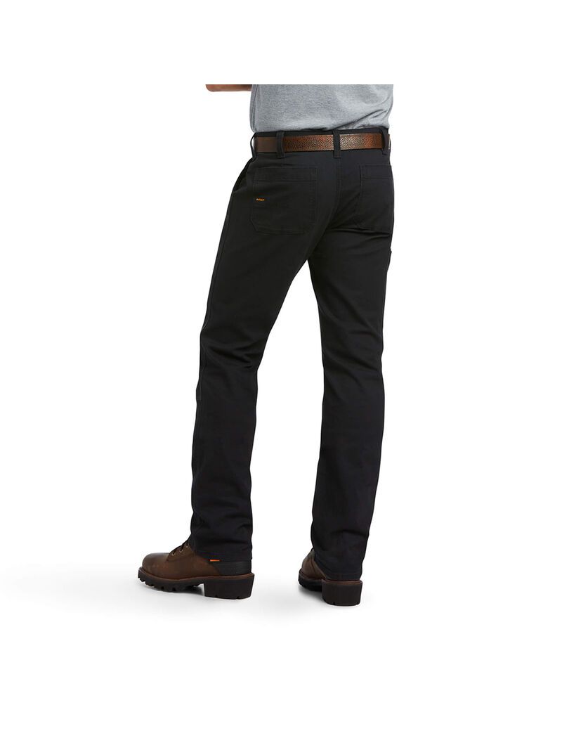 Ropa De Trabajo Ariat Rebar M7 Slim DuraStretch Made Tough Double Front Directo Pants Hombre Negras | SFBZ85037