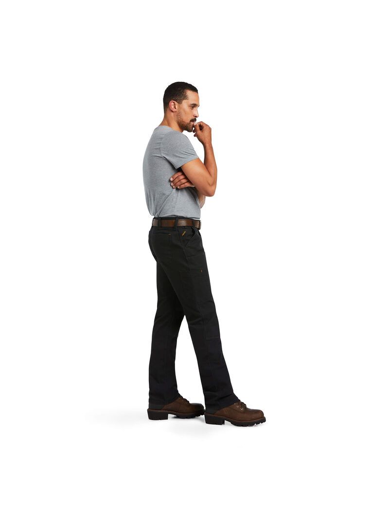 Ropa De Trabajo Ariat Rebar M7 Slim DuraStretch Made Tough Double Front Directo Pants Hombre Negras | SFBZ85037