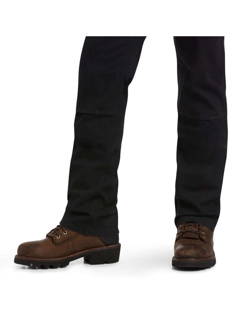 Ropa De Trabajo Ariat Rebar M7 Slim DuraStretch Made Tough Double Front Directo Pants Hombre Negras | SFBZ85037