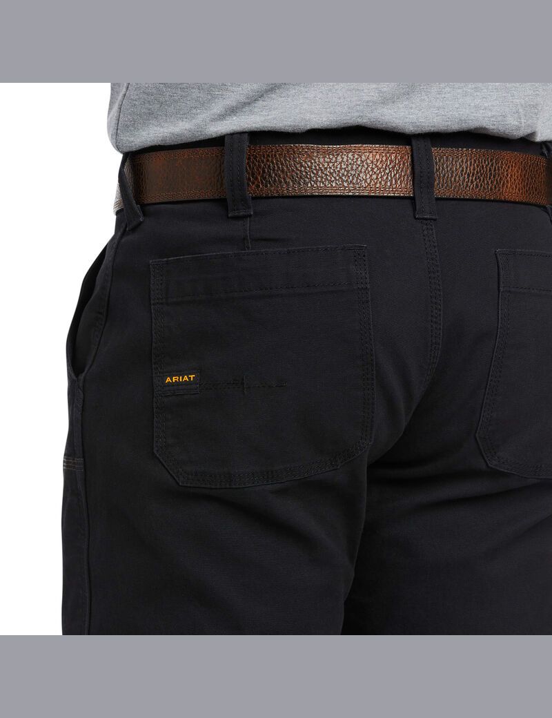 Ropa De Trabajo Ariat Rebar M7 Slim DuraStretch Made Tough Double Front Directo Pants Hombre Negras | SFBZ85037