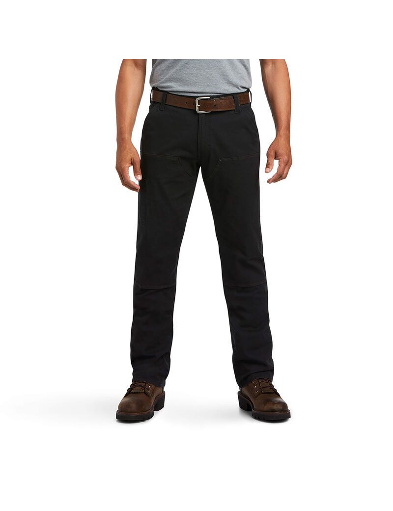 Ropa De Trabajo Ariat Rebar M7 Slim DuraStretch Made Tough Double Front Directo Pants Hombre Negras | SFBZ85037