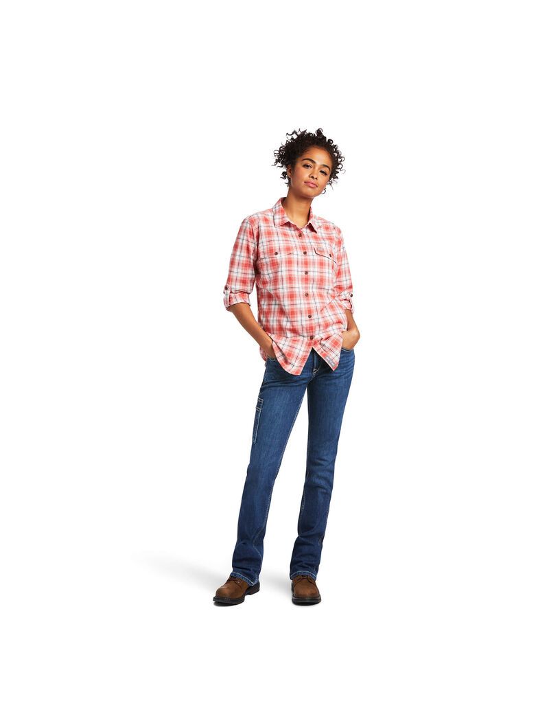 Ropa De Trabajo Ariat Rebar Made Tough DuraStretch Trabajo Shirts Mujer Multicolor | DIXR42307