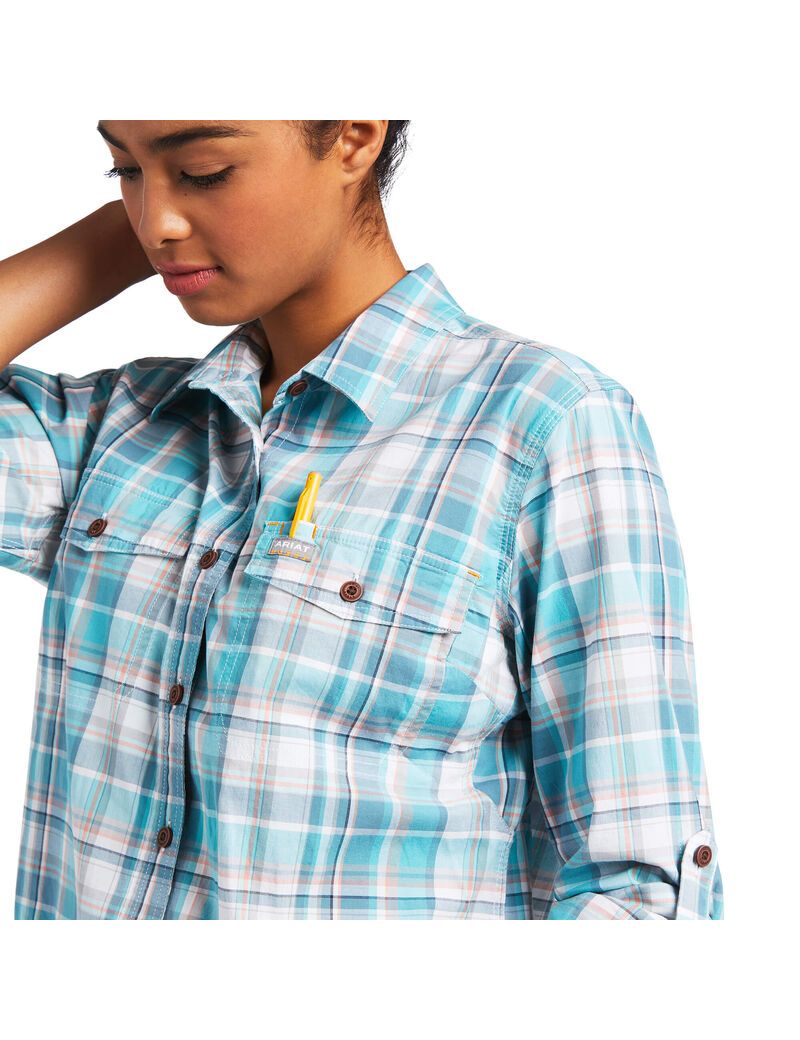 Ropa De Trabajo Ariat Rebar Made Tough DuraStretch Trabajo Shirts Mujer Multicolor | DMRU51806