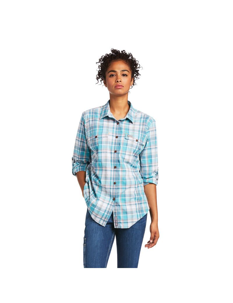 Ropa De Trabajo Ariat Rebar Made Tough DuraStretch Trabajo Shirts Mujer Multicolor | DMRU51806