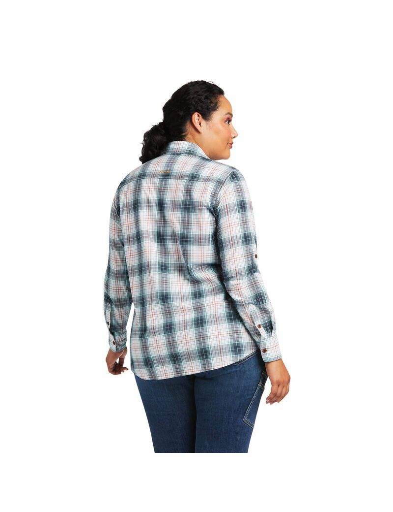 Ropa De Trabajo Ariat Rebar Made Tough DuraStretch Trabajo Shirts Mujer Azul Marino | MTHA62189