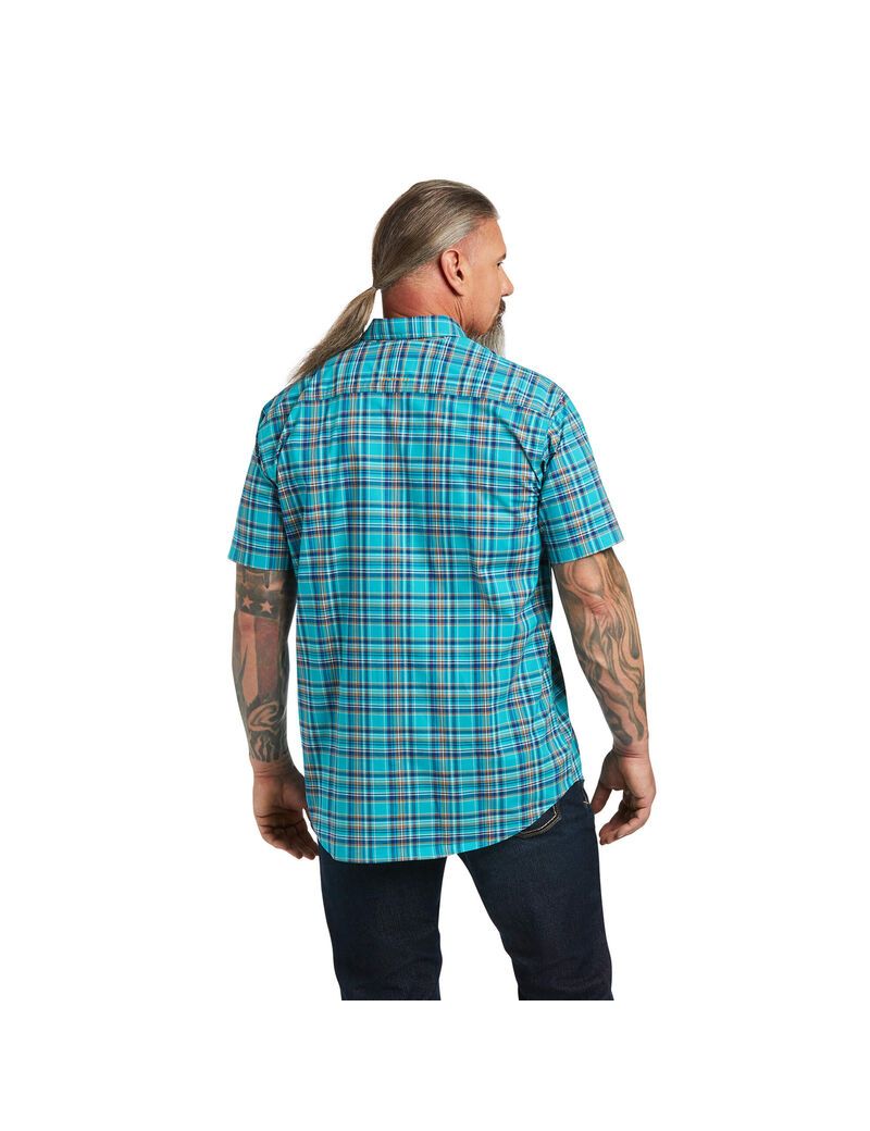 Ropa De Trabajo Ariat Rebar Made Tough DuraStretch Trabajo Shirts Hombre Verde Menta | WGZI02561