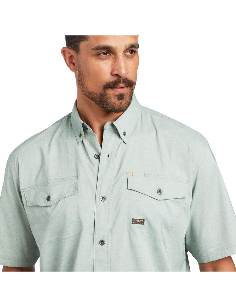 Ropa De Trabajo Ariat Rebar Made Tough VentTEK DuraStretch Trabajo Shirts Hombre Verde | RZFL53690