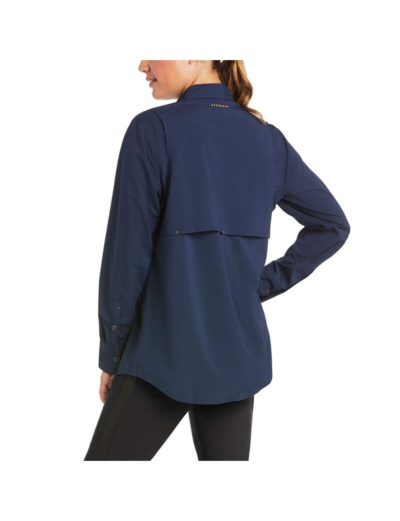 Ropa De Trabajo Ariat Rebar Made Tough VentTEK DuraStretch Trabajo Shirts Mujer Azul Marino | SRVH25104