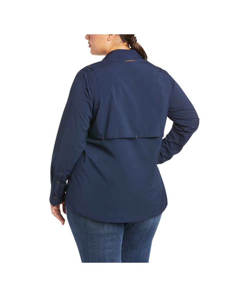 Ropa De Trabajo Ariat Rebar Made Tough VentTEK DuraStretch Trabajo Shirts Mujer Azul Marino | SRVH25104