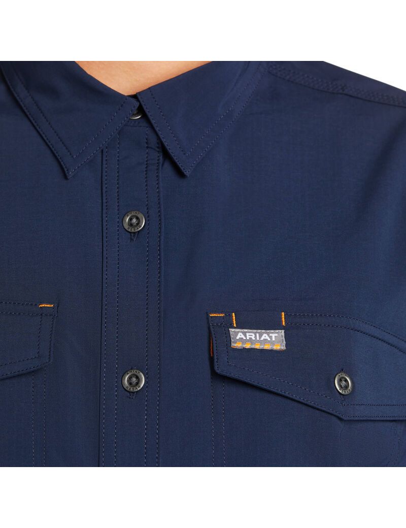 Ropa De Trabajo Ariat Rebar Made Tough VentTEK DuraStretch Trabajo Shirts Mujer Azul Marino | SRVH25104