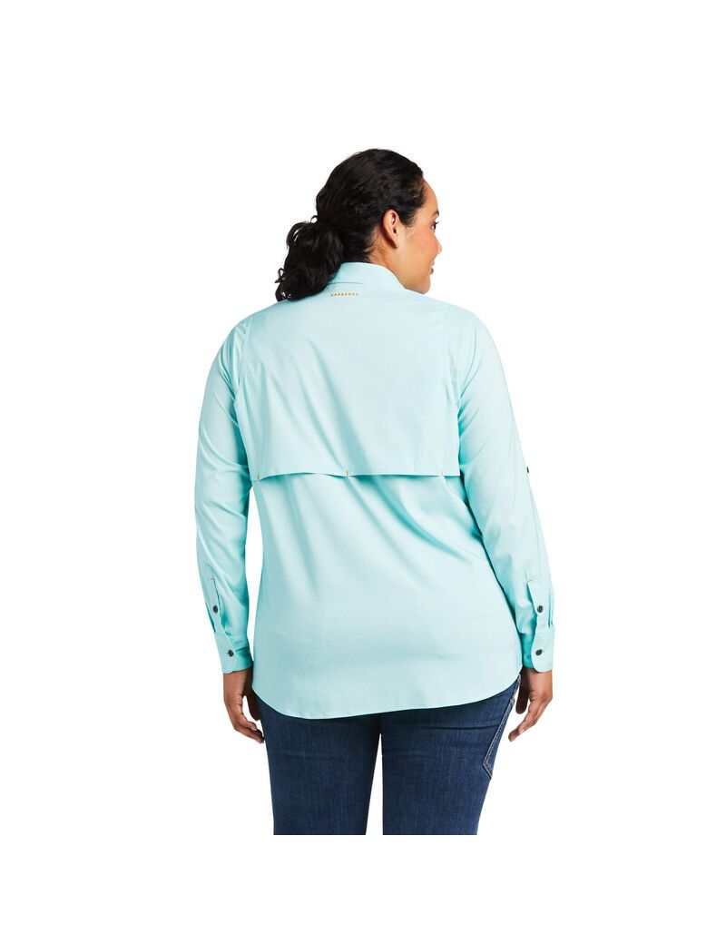 Ropa De Trabajo Ariat Rebar Made Tough VentTEK DuraStretch Trabajo Shirts Mujer Turquesa Claro Azules | ZRXM12059