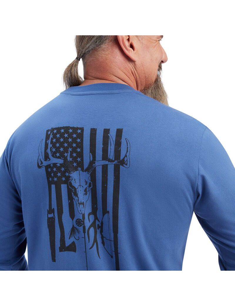 Ropa De Trabajo Ariat Rebar Outdoor Estampadas T Shirts Hombre Azul Marino | TKFA72910