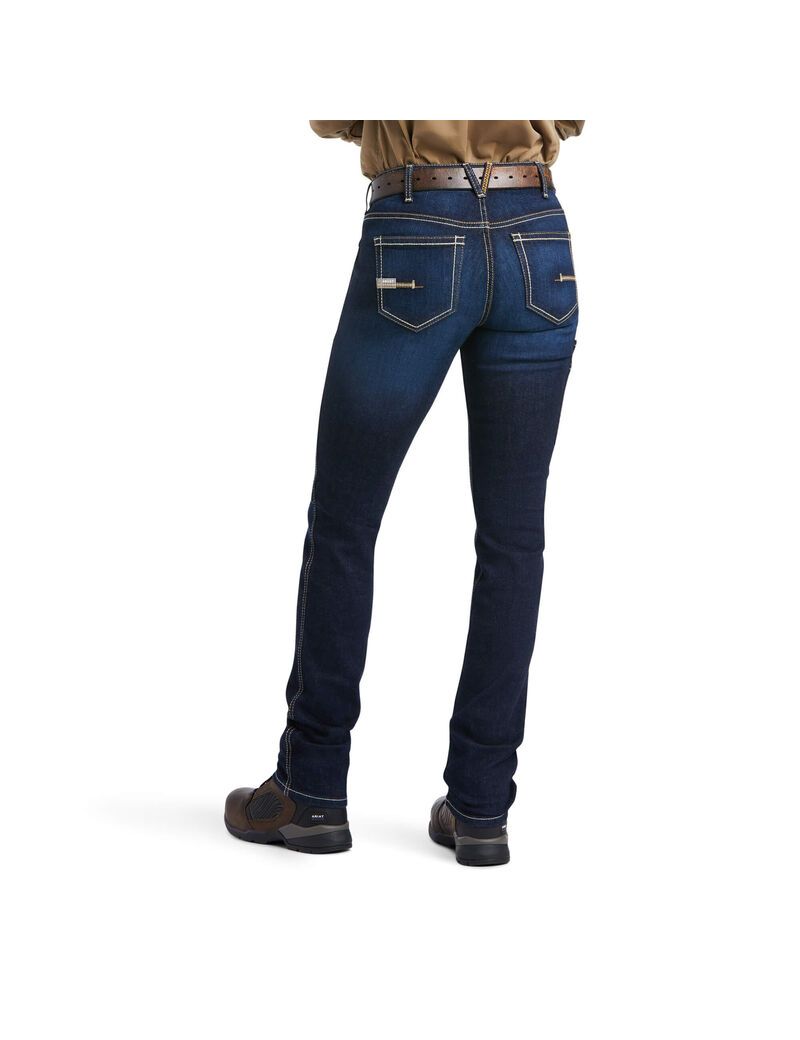 Ropa De Trabajo Ariat Rebar Perfect Rise Trabajo Flex Riveter Slim Leg Jeans Mujer Multicolor | HQTE91837