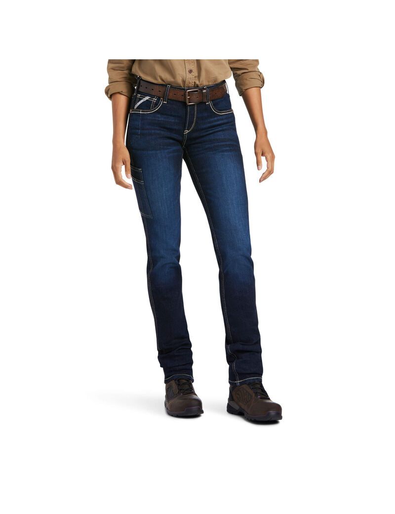 Ropa De Trabajo Ariat Rebar Perfect Rise Trabajo Flex Riveter Slim Leg Jeans Mujer Multicolor | HQTE91837