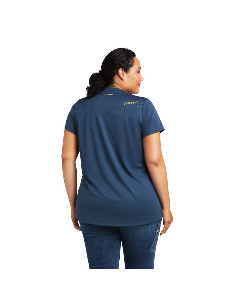 Ropa De Trabajo Ariat Rebar Polartec Elite All Season T Shirts Mujer Azules Verde Oscuro | SEUN50491