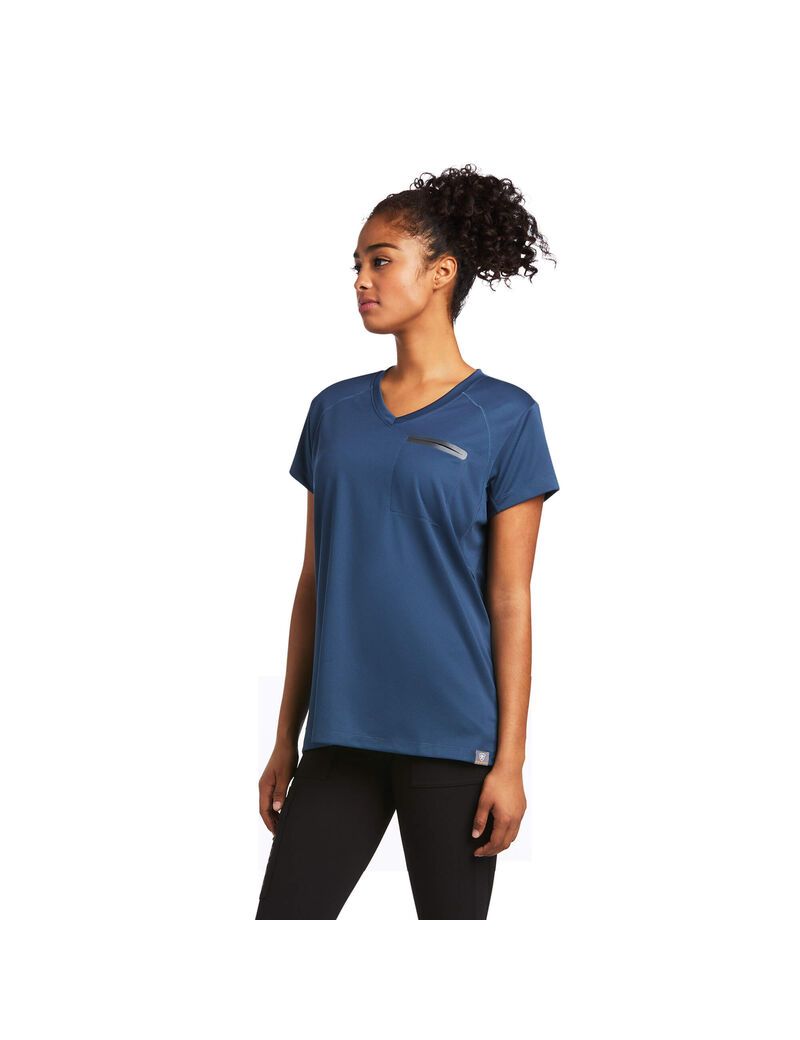 Ropa De Trabajo Ariat Rebar Polartec Elite All Season T Shirts Mujer Azules Verde Oscuro | SEUN50491