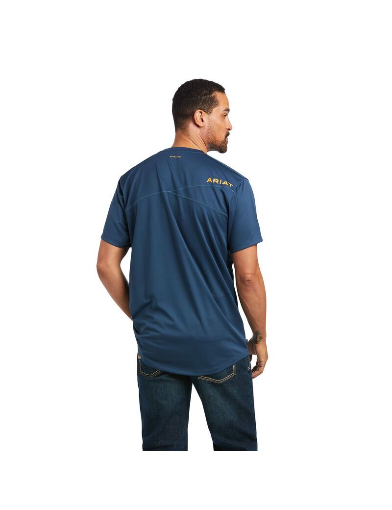 Ropa De Trabajo Ariat Rebar Polartec Elite All Season T Shirts Hombre Azules Verde Oscuro | TNVH67103