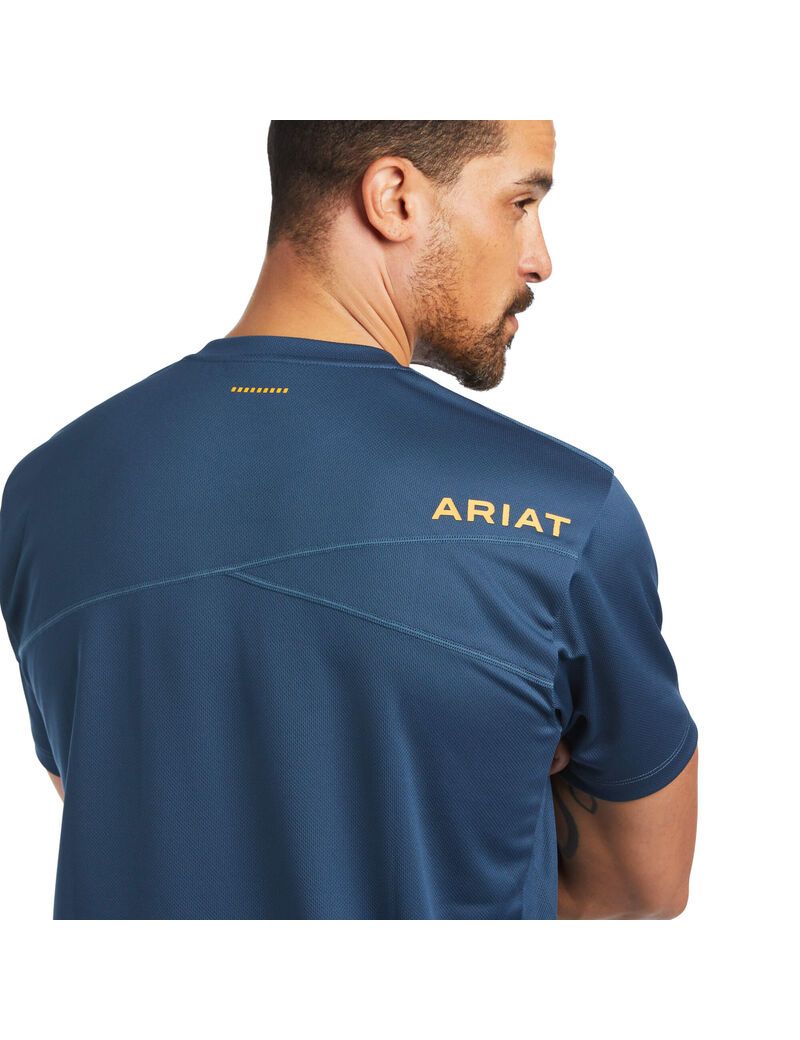 Ropa De Trabajo Ariat Rebar Polartec Elite All Season T Shirts Hombre Azules Verde Oscuro | TNVH67103