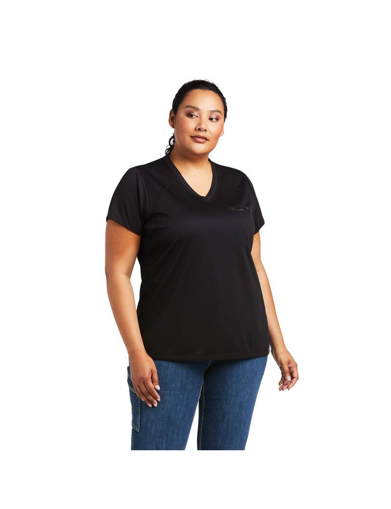 Ropa De Trabajo Ariat Rebar Polartec Elite All Season T Shirts Mujer Negras | ZMUL35047