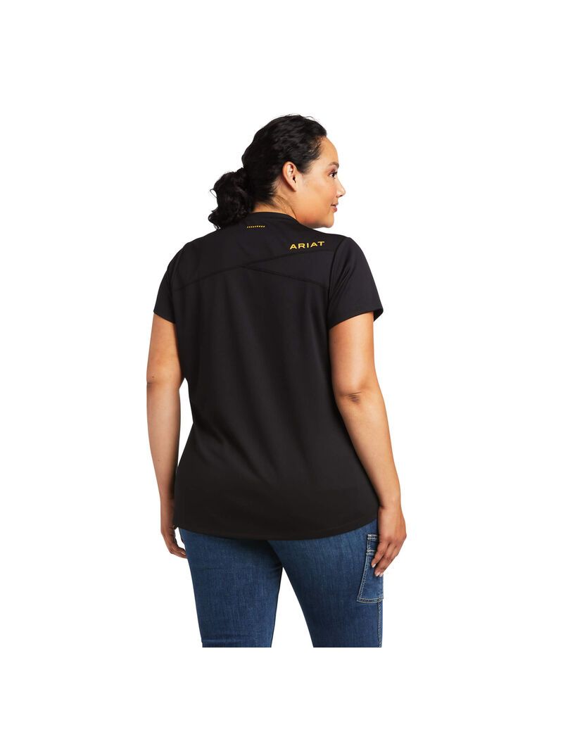 Ropa De Trabajo Ariat Rebar Polartec Elite All Season T Shirts Mujer Negras | ZMUL35047