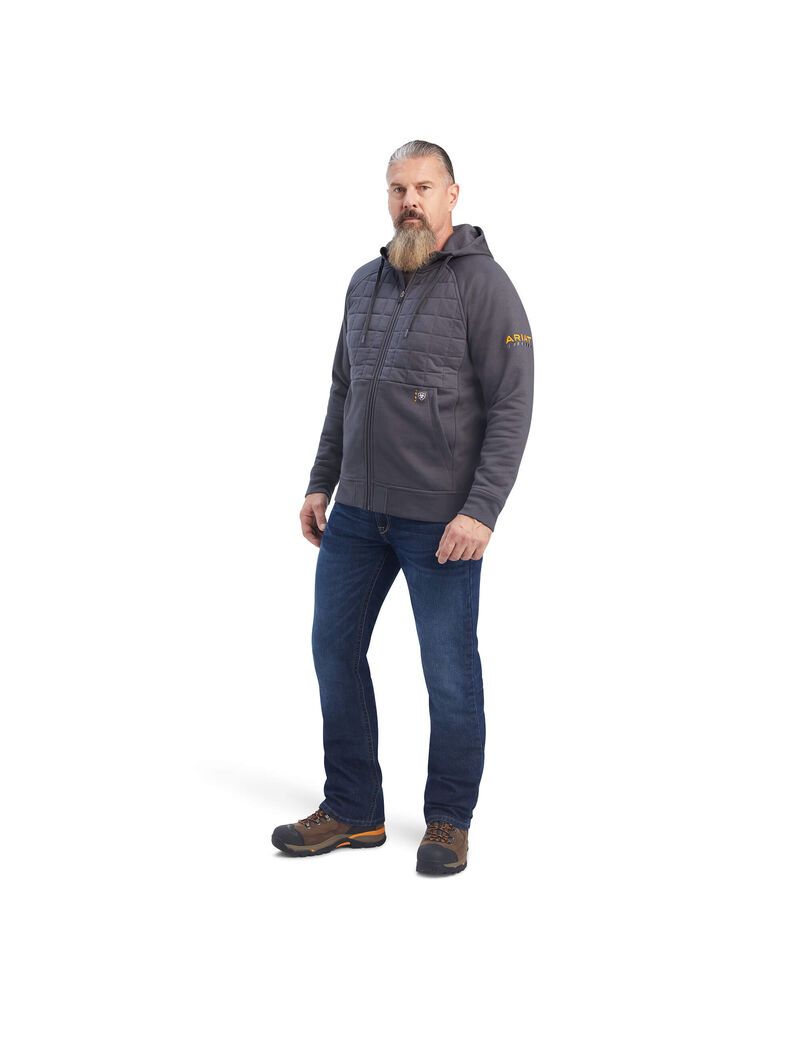 Ropa De Trabajo Ariat Rebar Regulator Full Zip Hoodie Hombre Gris | ILOV01385