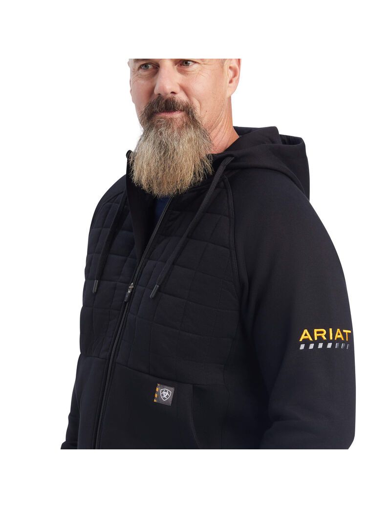 Ropa De Trabajo Ariat Rebar Regulator Full Zip Hoodie Hombre Negras | KVXB08163