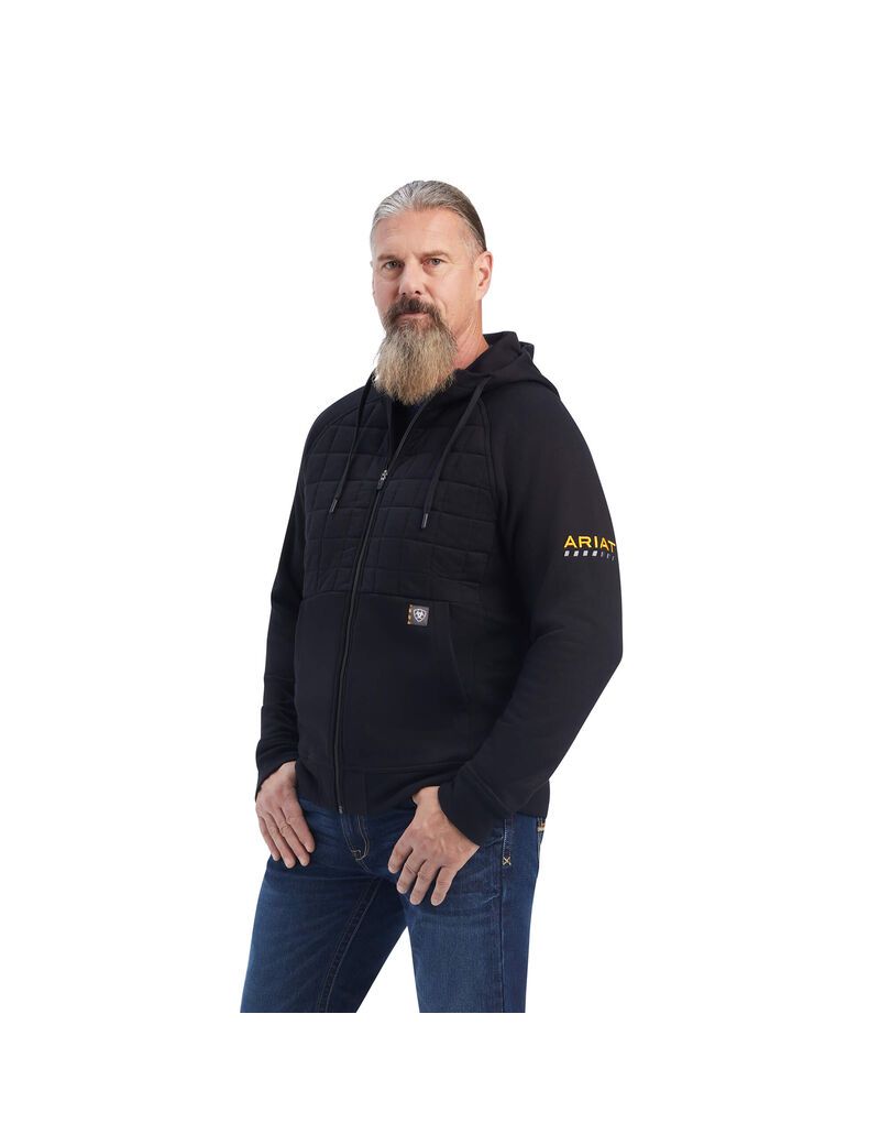 Ropa De Trabajo Ariat Rebar Regulator Full Zip Hoodie Hombre Negras | KVXB08163