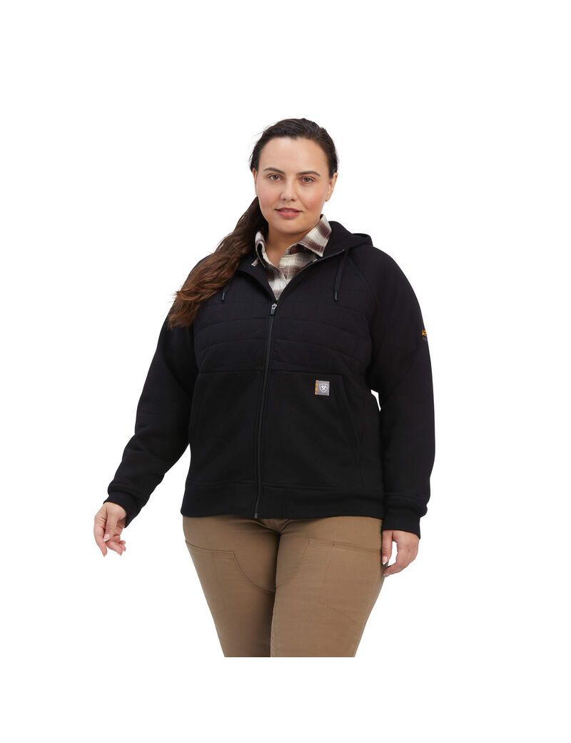 Ropa De Trabajo Ariat Rebar Regulator Full Zip Hoodie Mujer Negras | URKX43215