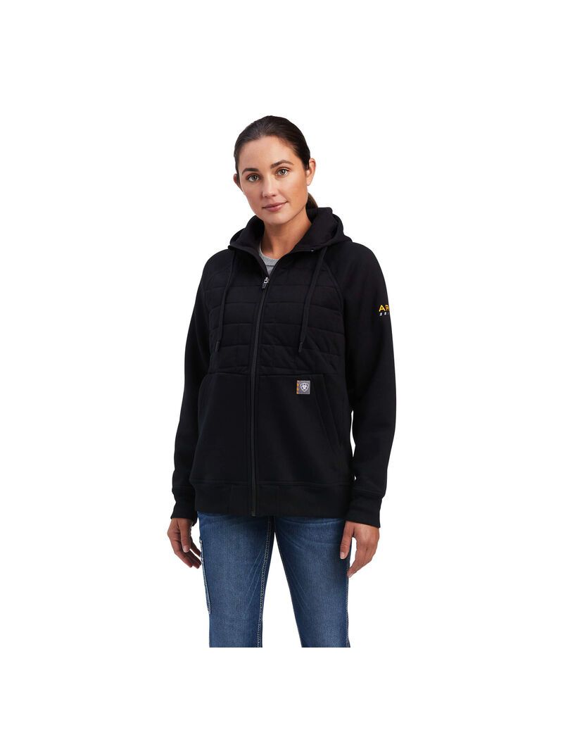 Ropa De Trabajo Ariat Rebar Regulator Full Zip Hoodie Mujer Negras | URKX43215