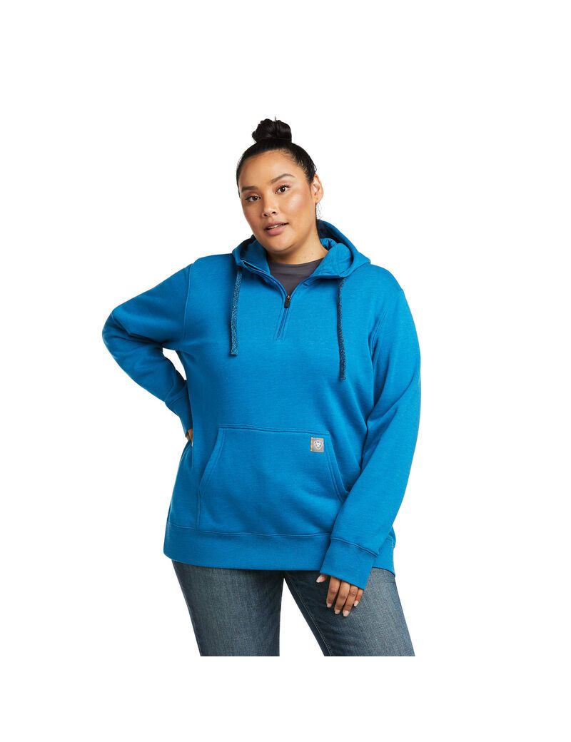 Ropa De Trabajo Ariat Rebar Skill Set 1/2 Zip Hoodie Mujer Azules | INML94316