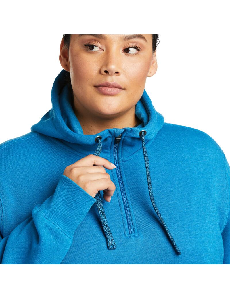 Ropa De Trabajo Ariat Rebar Skill Set 1/2 Zip Hoodie Mujer Azules | INML94316