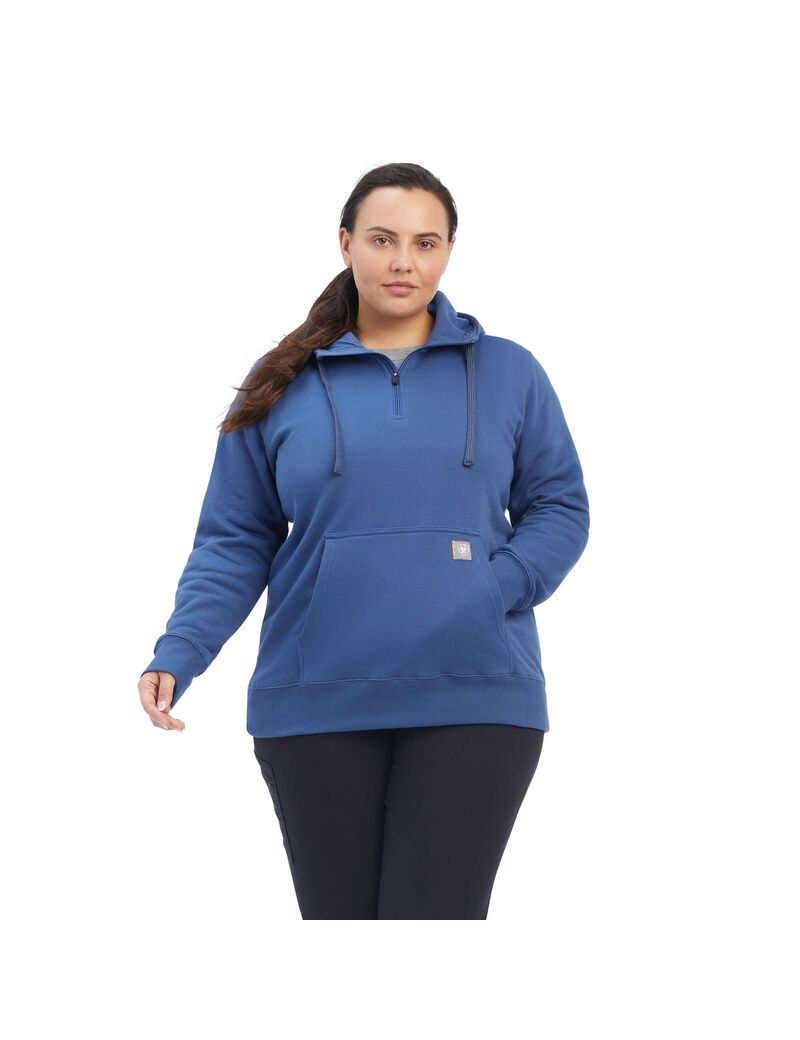 Ropa De Trabajo Ariat Rebar Skill Set 1/2 Zip Hoodie Mujer Azul Marino | UJMO76089