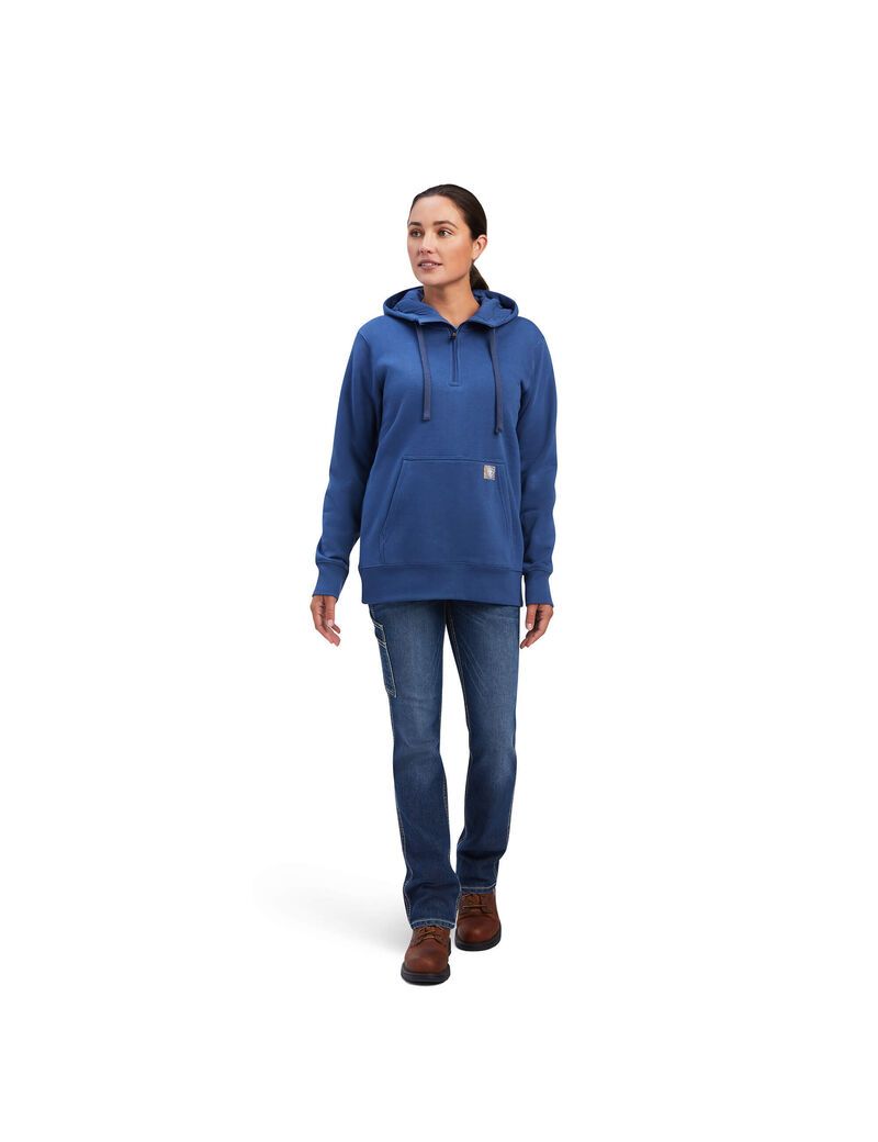 Ropa De Trabajo Ariat Rebar Skill Set 1/2 Zip Hoodie Mujer Azul Marino | UJMO76089