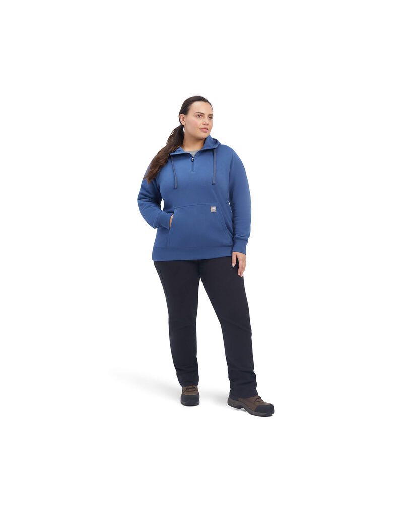 Ropa De Trabajo Ariat Rebar Skill Set 1/2 Zip Hoodie Mujer Azul Marino | UJMO76089