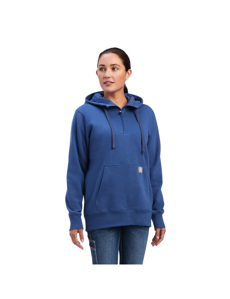 Ropa De Trabajo Ariat Rebar Skill Set 1/2 Zip Hoodie Mujer Azul Marino | UJMO76089