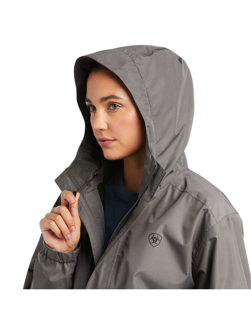 Ropa De Trabajo Ariat Rebar Stormshell Logo Impermeables Jackets Mujer Gris Negras | DXUY96832