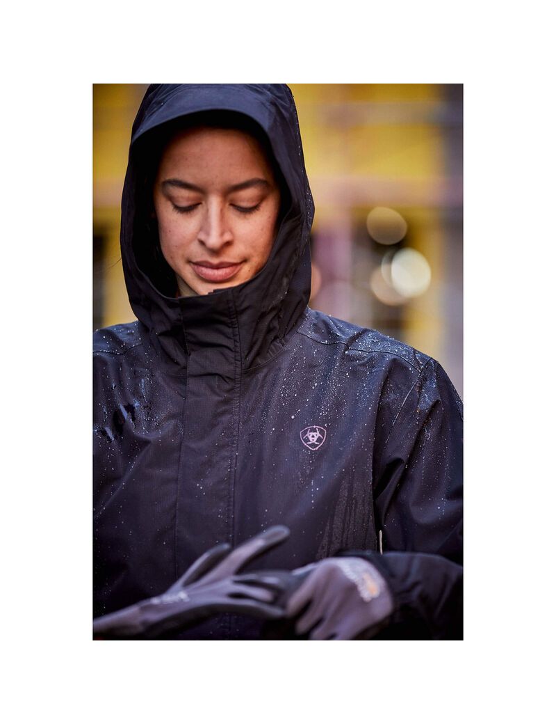 Ropa De Trabajo Ariat Rebar Stormshell Logo Impermeables Jackets Mujer Gris Negras | DXUY96832