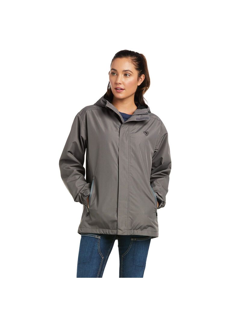 Ropa De Trabajo Ariat Rebar Stormshell Logo Impermeables Jackets Mujer Gris Negras | DXUY96832