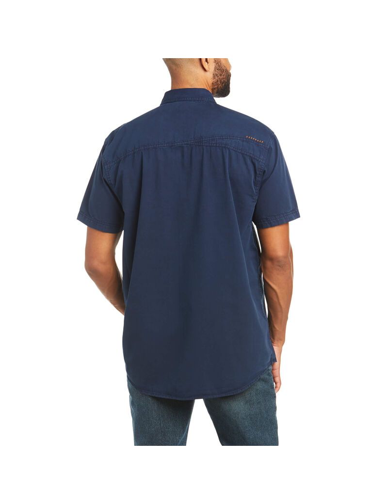 Ropa De Trabajo Ariat Rebar Washed Twill Trabajo Shirts Hombre Azul Marino | HNRU80954