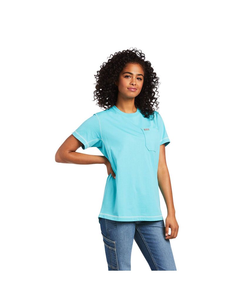 Ropa De Trabajo Ariat Rebar Workman Estampadas Logo T Shirts Mujer Multicolor | JNUL87561