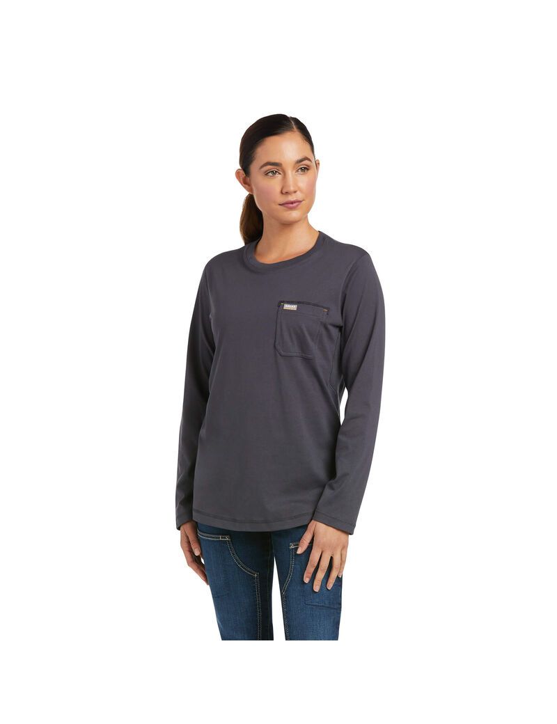 Ropa De Trabajo Ariat Rebar Workman High Voltage T Shirts Mujer Gris | KDJE08316